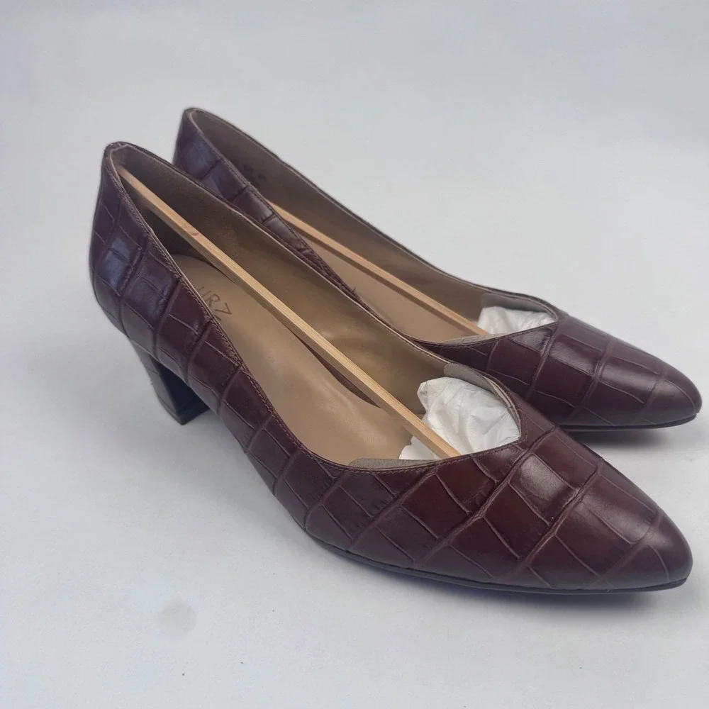 NEW Naturalizer Women's 9.5 W Mali Pump Brown Croc Leather 2